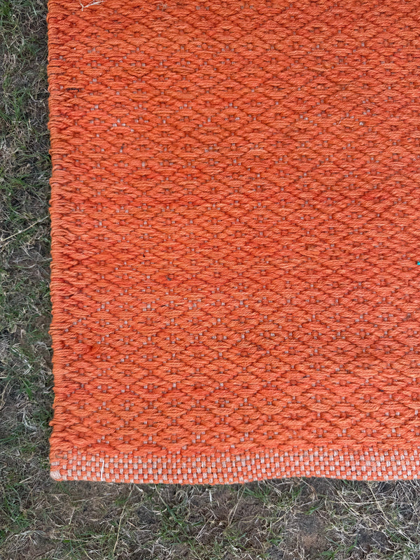 Terracotta Handwoven Jute Rug 4X6 - Diamond Textured Area Rug