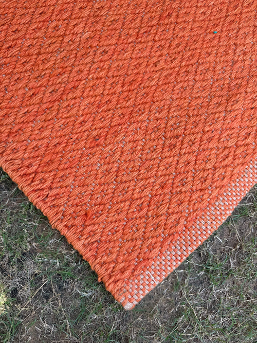 Terracotta Handwoven Jute Rug 4X6 - Diamond Textured Area Rug