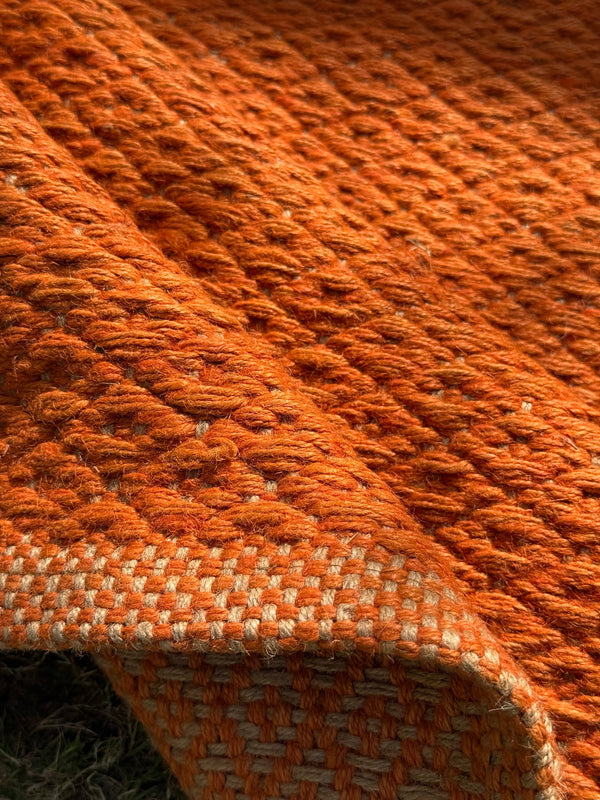 Terracotta Handwoven Jute Rug 4X6 - Diamond Textured Area Rug