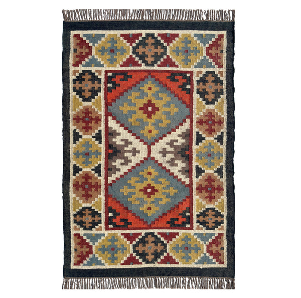 Chitra Jute Wool Rustic Kilim Boho Area Rug