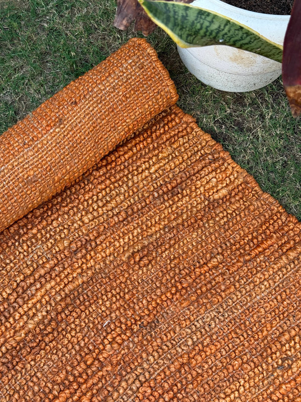 Artisan Shuttle Loop Jute Hemp Rug, Rustic Modern Handwoven Floor Carpet