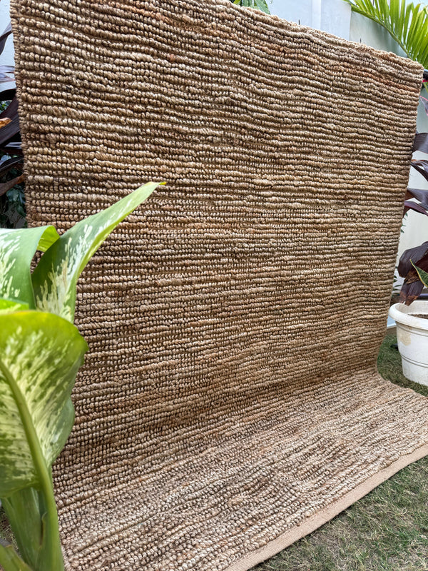 Natural Chunky Pebble Loop Rug, Handmade Jute Area Rug, Scandinavian Home Decor, Modern Living Room Rug