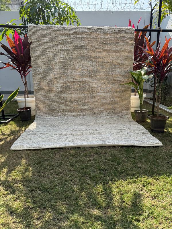 Handwoven Ivory Jute Loop Area Rug | Handmade Natural Fiber Hemp Rug