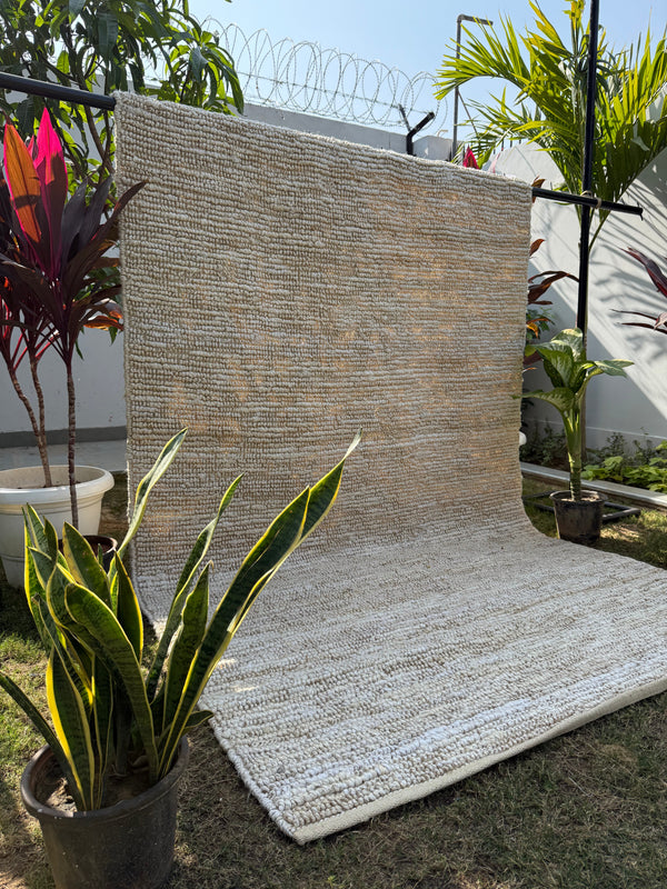 Handwoven Ivory Jute Loop Area Rug | Handmade Natural Fiber Hemp Rug