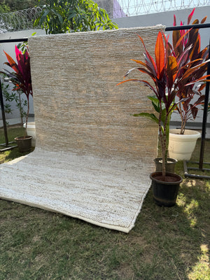 Handwoven Ivory Jute Loop Area Rug | Handmade Natural Fiber Hemp Rug