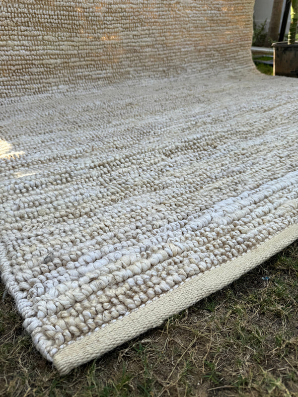 Handwoven Ivory Jute Loop Area Rug | Handmade Natural Fiber Hemp Rug
