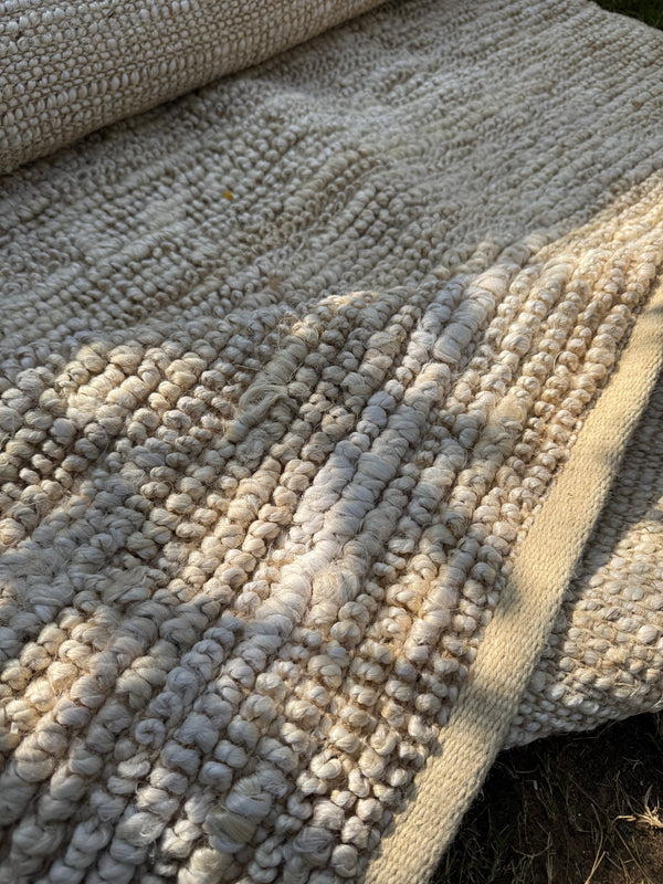 Handwoven Ivory Jute Loop Area Rug | Handmade Natural Fiber Hemp Rug