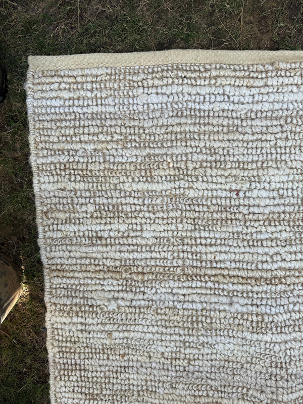 Handwoven Ivory Jute Loop Area Rug | Handmade Natural Fiber Hemp Rug