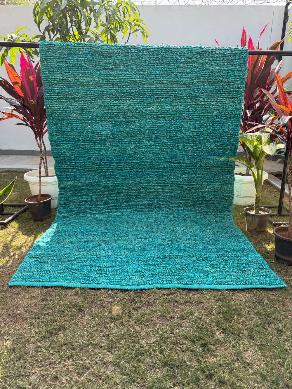Handwoven Ombre Teal Area Rug, Modern Home Decor, Living Room Rug, Eco-Friendly, Woven Textured Rug