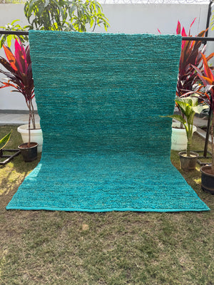 Handwoven Ombre Teal Area Rug, Modern Home Decor, Living Room Rug, Eco-Friendly, Woven Textured Rug