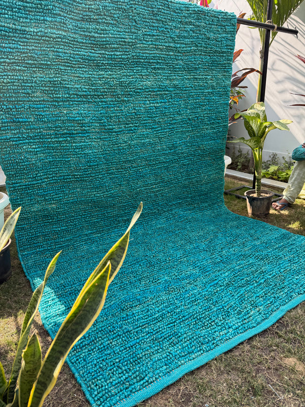Handwoven Ombre Teal Area Rug, Modern Home Decor, Living Room Rug, Eco-Friendly, Woven Textured Rug