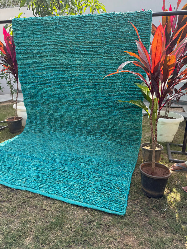 Handwoven Ombre Teal Area Rug, Modern Home Decor, Living Room Rug, Eco-Friendly, Woven Textured Rug