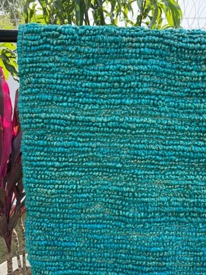 Handwoven Ombre Teal Area Rug, Modern Home Decor, Living Room Rug, Eco-Friendly, Woven Textured Rug