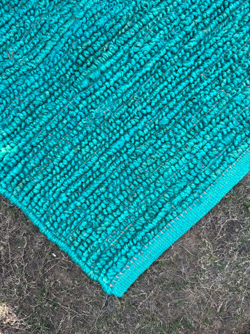 Handwoven Ombre Teal Area Rug, Modern Home Decor, Living Room Rug, Eco-Friendly, Woven Textured Rug