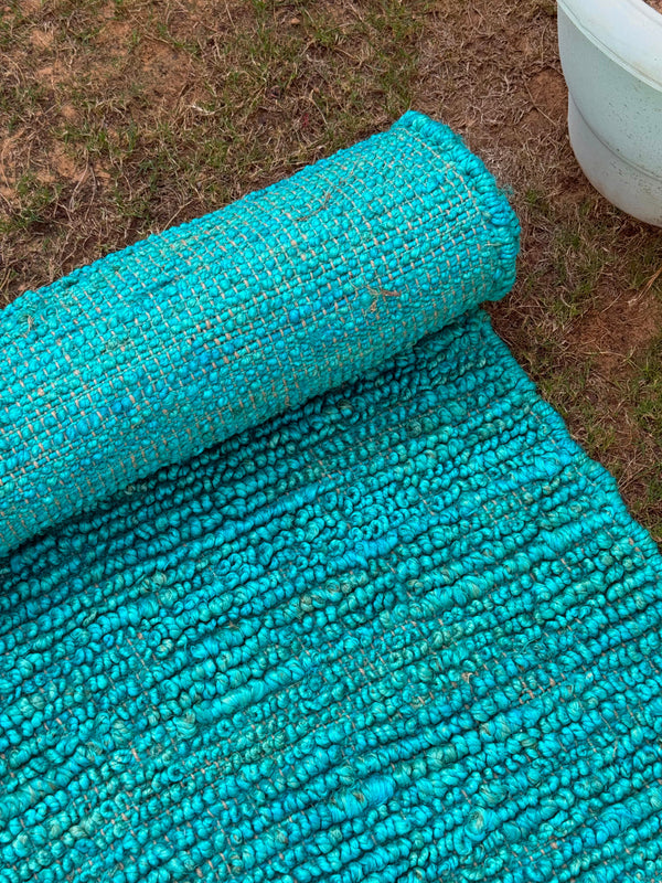 Handwoven Ombre Teal Area Rug, Modern Home Decor, Living Room Rug, Eco-Friendly, Woven Textured Rug
