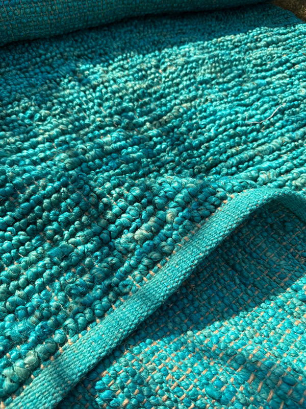 Handwoven Ombre Teal Area Rug, Modern Home Decor, Living Room Rug, Eco-Friendly, Woven Textured Rug