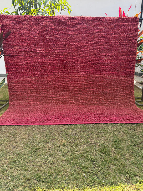 Handwoven Dark Pink Textured Area Rug, Modern Handmade Flatweave Rug, Custom Size