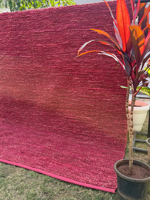 Handwoven Dark Pink Textured Area Rug, Modern Handmade Flatweave Rug, Custom Size