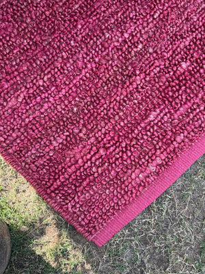 Handwoven Dark Pink Textured Area Rug, Modern Handmade Flatweave Rug, Custom Size