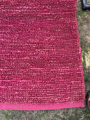 Handwoven Dark Pink Textured Area Rug, Modern Handmade Flatweave Rug, Custom Size