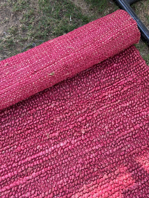 Handwoven Dark Pink Textured Area Rug, Modern Handmade Flatweave Rug, Custom Size
