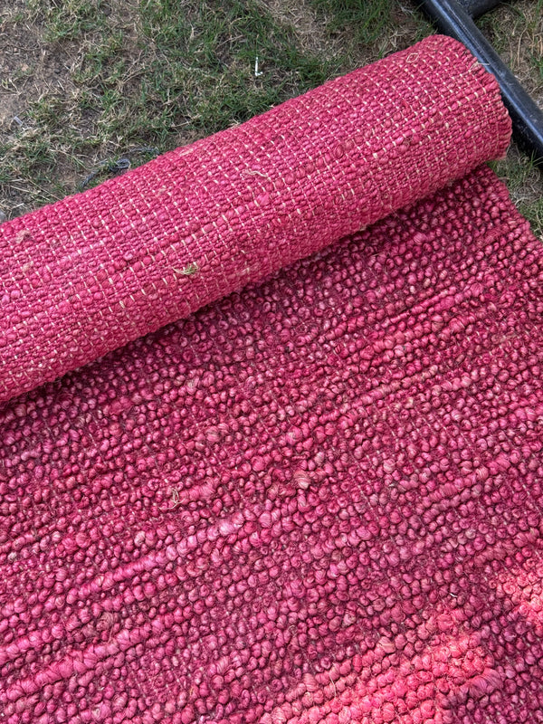 Handwoven Dark Pink Textured Area Rug, Modern Handmade Flatweave Rug, Custom Size