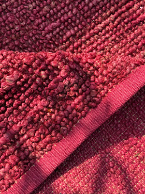 Handwoven Dark Pink Textured Area Rug, Modern Handmade Flatweave Rug, Custom Size