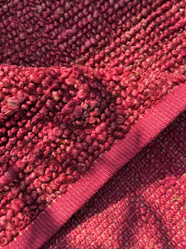 Handwoven Dark Pink Textured Area Rug, Modern Handmade Flatweave Rug, Custom Size
