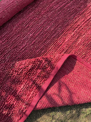 Handwoven Dark Pink Textured Area Rug, Modern Handmade Flatweave Rug, Custom Size