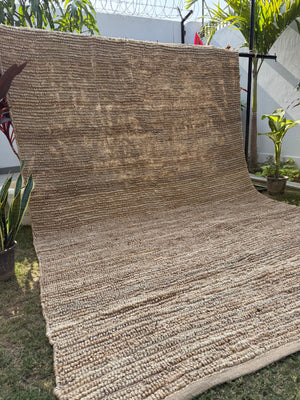 Handmade Textured Area Rug, Natural & Ivory Jute Hemp Loop Rug, Modern Minimalist Home Decor, Sustainable