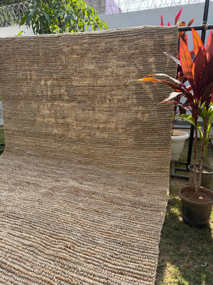 Handmade Textured Area Rug, Natural & Ivory Jute Hemp Loop Rug, Modern Minimalist Home Decor, Sustainable