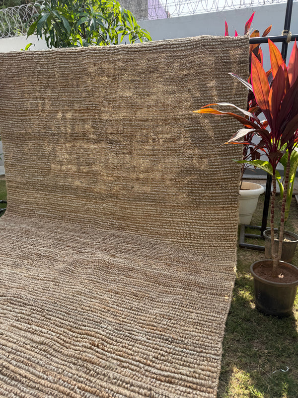 Handmade Textured Area Rug, Natural & Ivory Jute Hemp Loop Rug, Modern Minimalist Home Decor, Sustainable