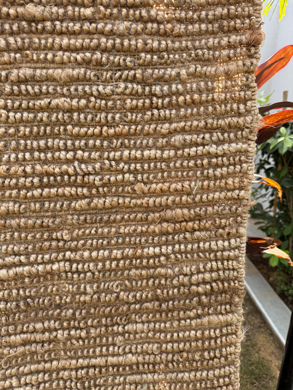 Handmade Textured Area Rug, Natural & Ivory Jute Hemp Loop Rug, Modern Minimalist Home Decor, Sustainable