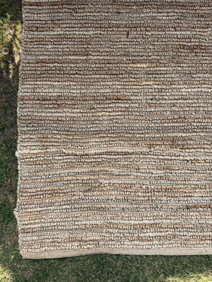 Handmade Textured Area Rug, Natural & Ivory Jute Hemp Loop Rug, Modern Minimalist Home Decor, Sustainable