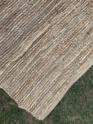 Handmade Textured Area Rug, Natural & Ivory Jute Hemp Loop Rug, Modern Minimalist Home Decor, Sustainable