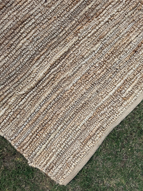 Handmade Textured Area Rug, Natural & Ivory Jute Hemp Loop Rug, Modern Minimalist Home Decor, Sustainable