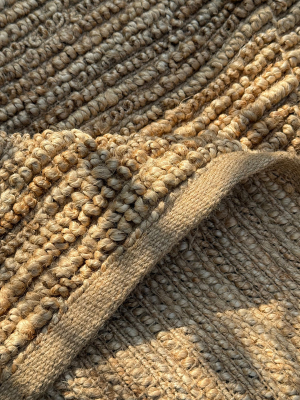 Handmade Textured Area Rug, Natural & Ivory Jute Hemp Loop Rug, Modern Minimalist Home Decor, Sustainable