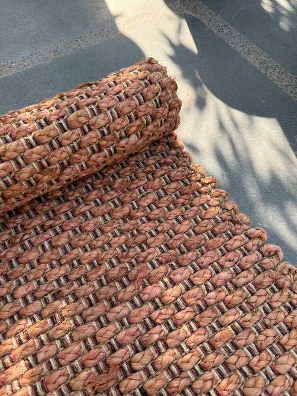 Handmade Chunky Braided Jute Rug- Natural Woven Textured Area Rug 80X160cm