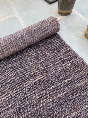 Solid Purple Shuttle Loop Jute Rug, Handwoven Area Carpet, Living Room Decor, Eco-Friendly