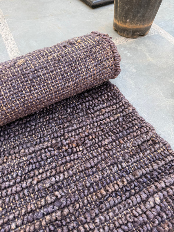 Solid Purple Shuttle Loop Jute Rug, Handwoven Area Carpet, Living Room Decor, Eco-Friendly