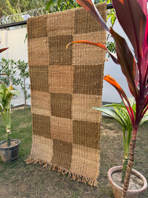 Natural Checkboard Handwoven Jute Rug 70X140cm