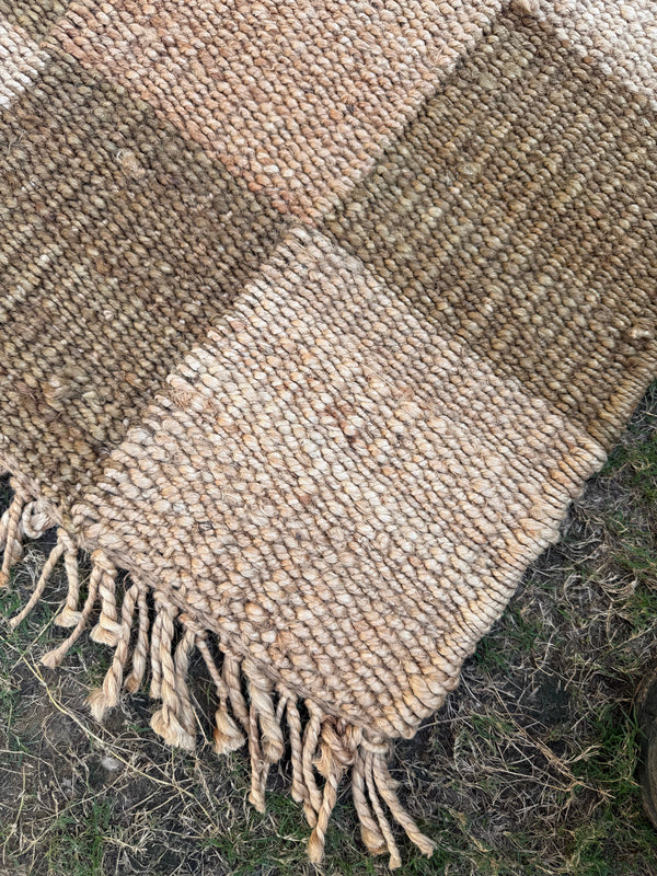 Natural Checkboard Handwoven Jute Rug 70X140cm