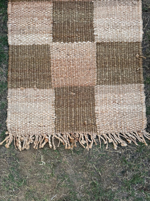 Natural Checkboard Handwoven Jute Rug 70X140cm