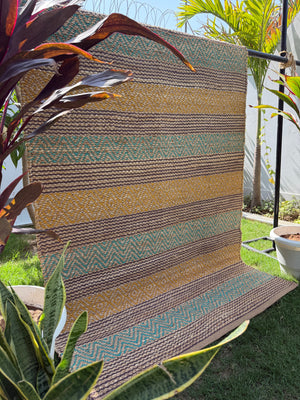 Golder Horizon Handwoven Jute Rug 4x6- Natural Striped Boho Area Rug