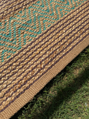 Golder Horizon Handwoven Jute Rug 4x6- Natural Striped Boho Area Rug