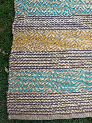 Golder Horizon Handwoven Jute Rug 4x6- Natural Striped Boho Area Rug