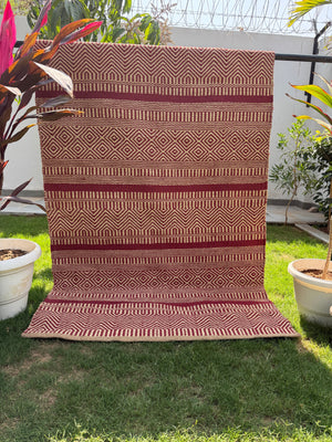 Tribal Geometric Handwoven Jute Rug 4X6- Boho Southwestern Farmhouse Decor, Large Area Rug