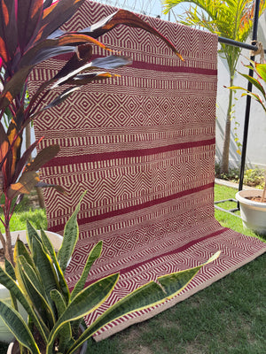Tribal Geometric Handwoven Jute Rug 4X6- Boho Southwestern Farmhouse Decor, Large Area Rug
