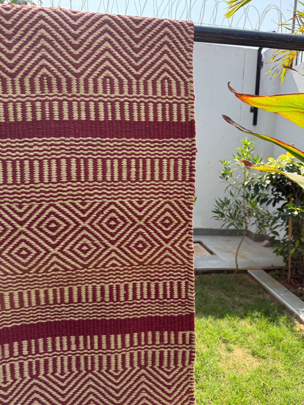 Tribal Geometric Handwoven Jute Rug 4X6- Boho Southwestern Farmhouse Decor, Large Area Rug