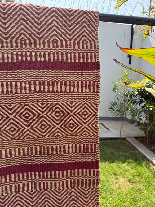 Tribal Geometric Handwoven Jute Rug 4X6- Boho Southwestern Farmhouse Decor, Large Area Rug